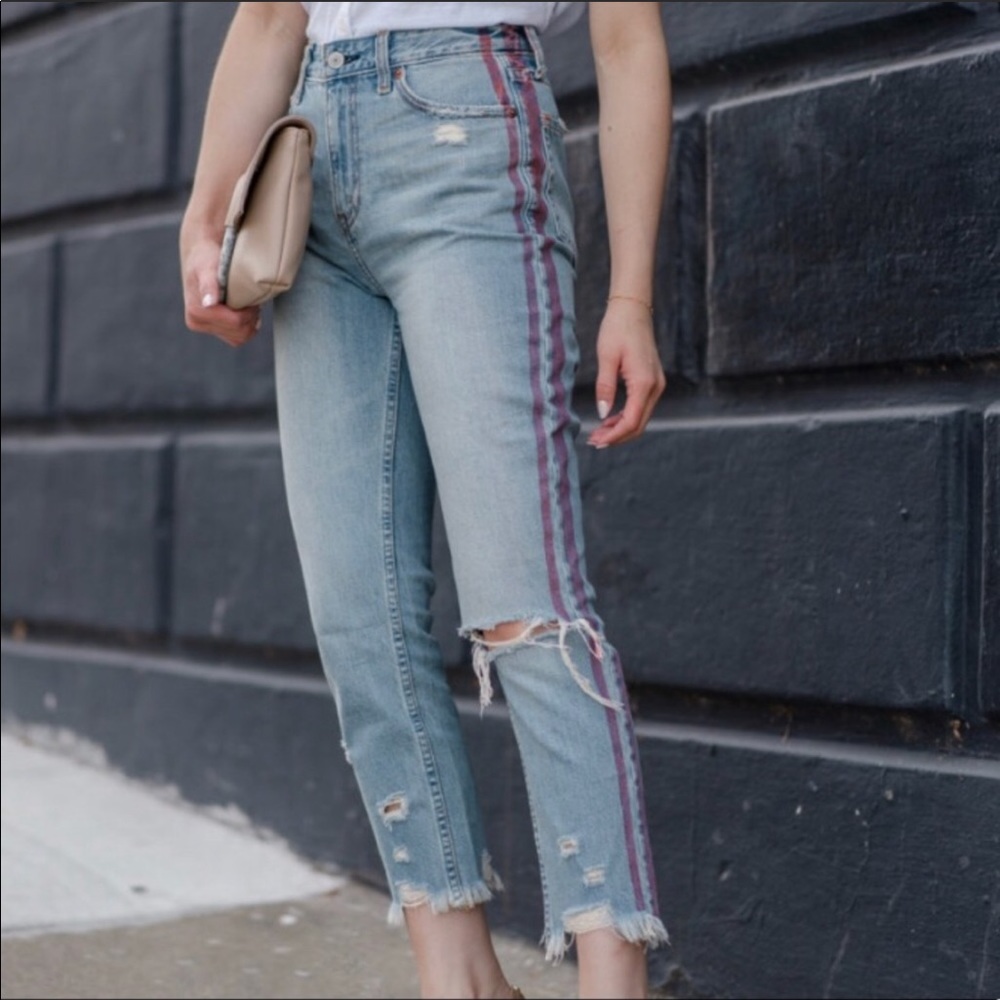 Abercrombie & Fitch Racing Stripe Mom Jeans
